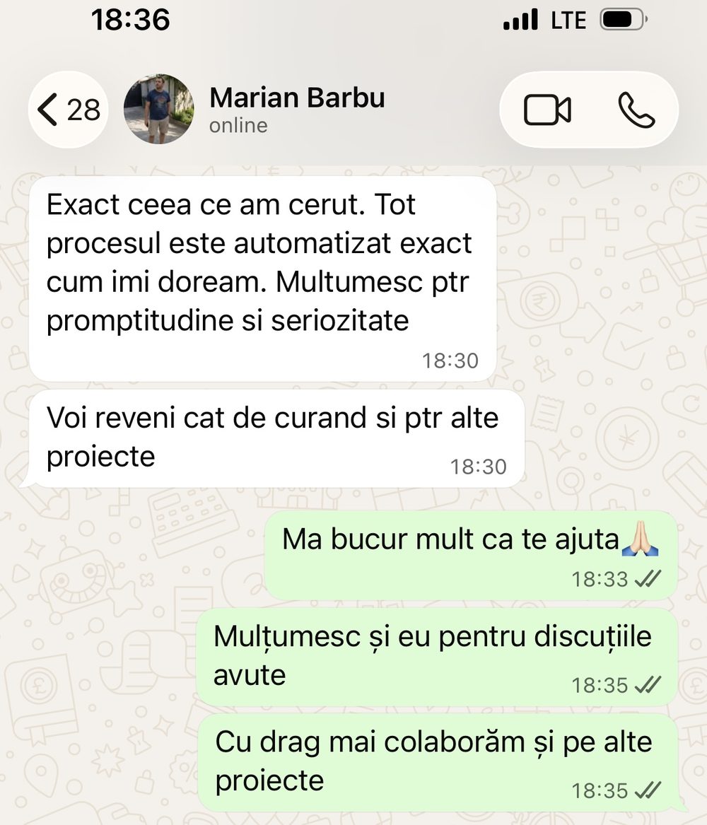 Mesaj primit pe whatsapp de la Marian Barbu