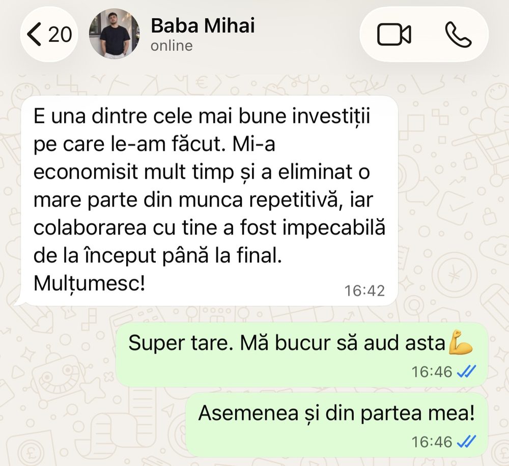 Mesaj primit pe whatsapp de la Baba Mihai